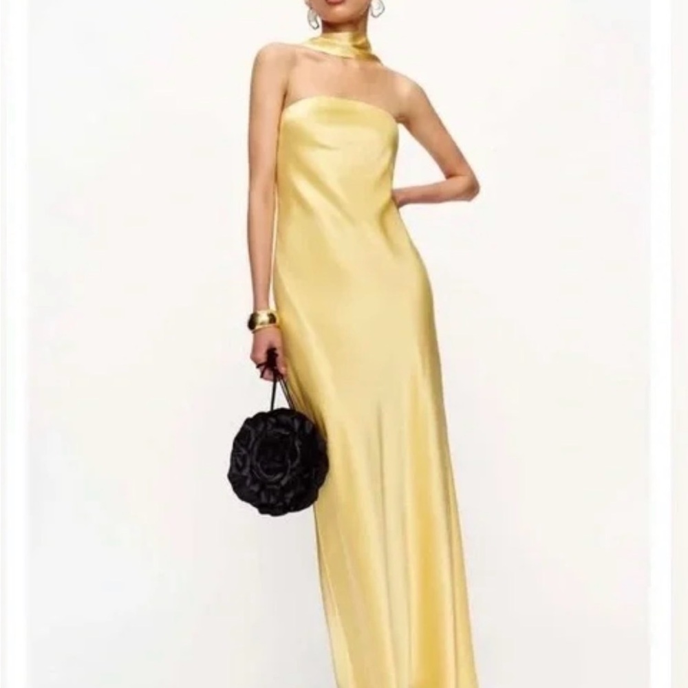 Reformation Oren Silk Yellow Dress